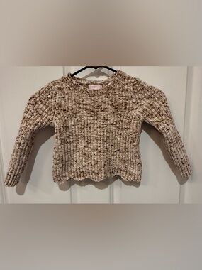 Design History Cream, Brown, & Pink Marled Ribbed Sweater
